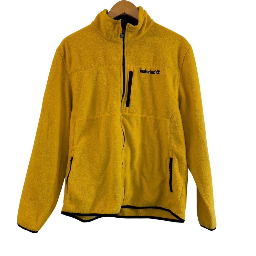 Timberland Fleece Jacket Yellow Quarter Zip Men's L G Outdoor Adventure Casual
